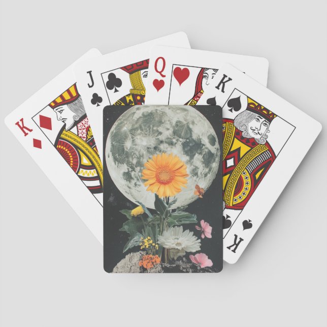 Moonlit Blooms Over Rustic Charm (2) Poker Cards (Back)