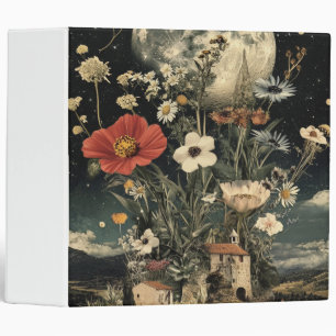 Moonlit Blooms Over Rustic Charm 3 Ring Binder