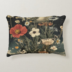Moonlit Blooms Over Rustic Charm Accent Pillow