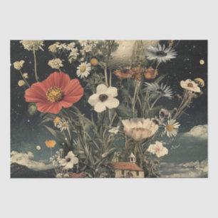 Moonlit Blooms Over Rustic Charm Tissue Paper