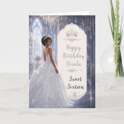 Moonlit Blue Ballroom Sweet Sixteen Card