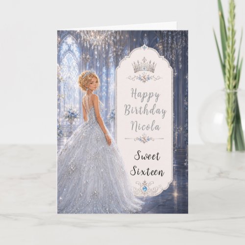 Moonlit Blue Ballroom Sweet Sixteen Card