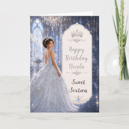 Moonlit Blue Ballroom Sweet Sixteen Card