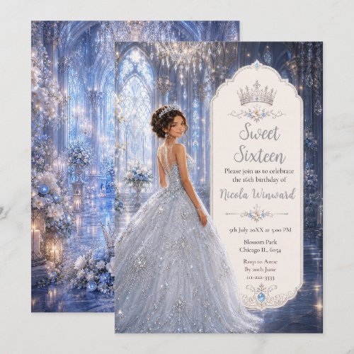 Moonlit Blue Ballroom Sweet Sixteen Invitation