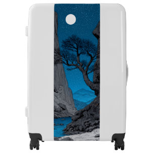 Moonlit Blue Canyon & Lone Tree Night Landscape Luggage