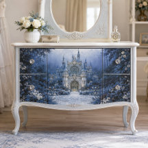 Moonlit Blue Castle Decoupage