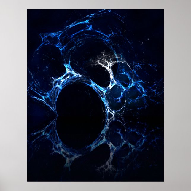 Moonlit Blue Cave Mouth, Fractal Art. Poster (Front)