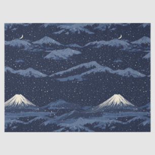 Moonlit Blue Snow Mountains Celestial Pattern Tissue Paper