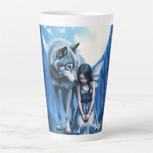 Moonlit Bond – The Wolf and the Gothic Fairy. Latte Mug