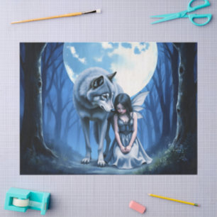 Moonlit Bond – The Wolf and the Gothic Fairy. Tissue Paper