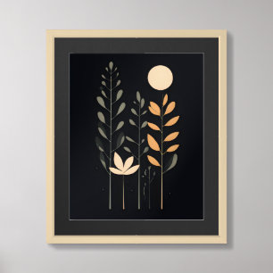 Moonlit Botanical Minimalist Framed Art