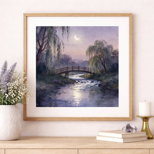 Moonlit Bridge Wall Art Peaceful Landscape (Creator Uploaded)