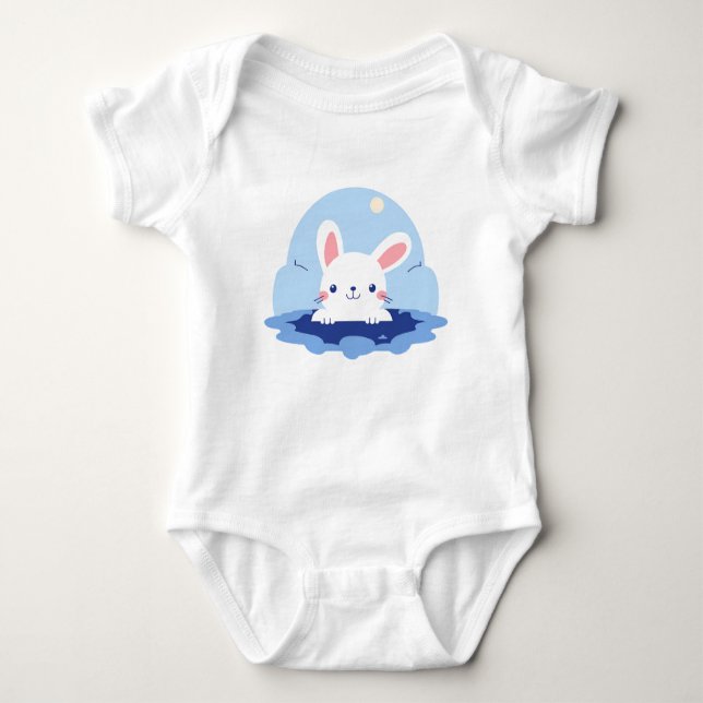 Moonlit Bunny Peek Baby Bodysuit (Front)