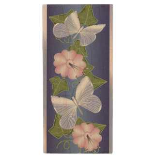 Moonlit Butterflies Wood Flash Drive