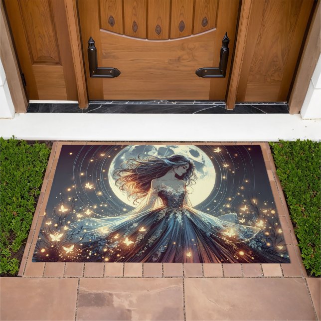 Moonlit Butterfly Enchantress Fantasy Doormat (Outdoor)