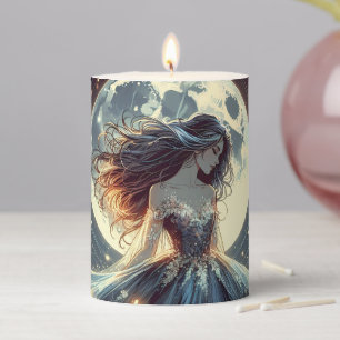 Moonlit Butterfly Enchantress Fantasy Pillar Candle