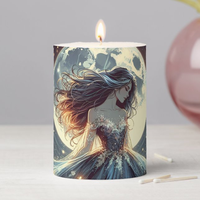 Moonlit Butterfly Enchantress Fantasy Pillar Candle (In Situ)