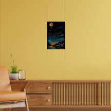 Moonlit Cabin by the Lake – Starry Night Forest
