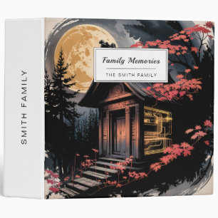 Moonlit Cabin Japanese Forest Art (10) 3 Ring Binder