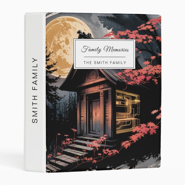 Moonlit Cabin Japanese Forest Art (10) Mini Binder (Front/Spine)