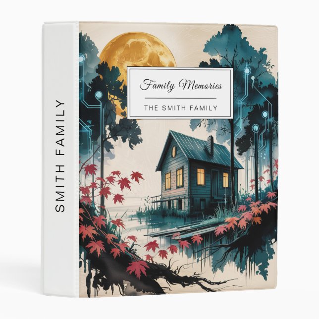 Moonlit Cabin Japanese Forest Art (1) Mini Binder (Front/Spine)