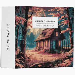 Moonlit Cabin Japanese Forest Art (2) 3 Ring Binder