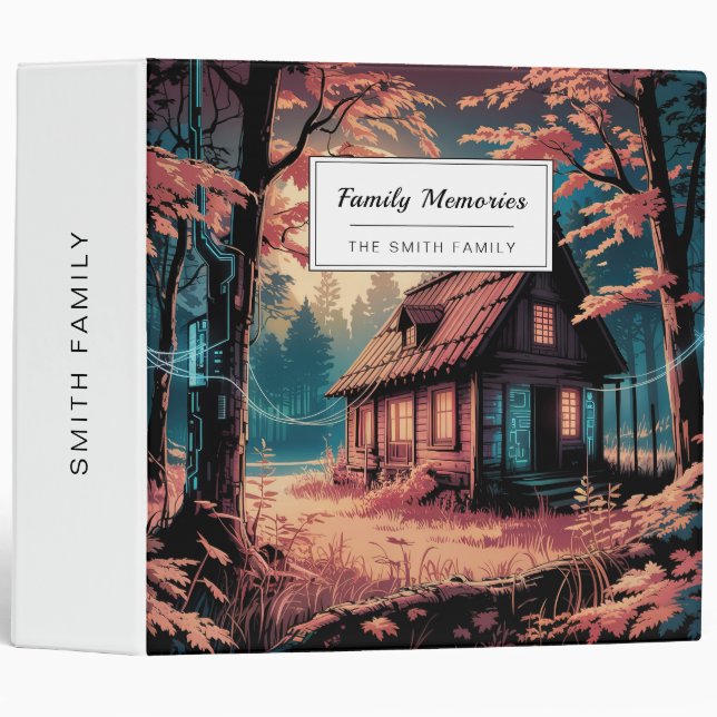 Moonlit Cabin Japanese Forest Art (2) 3 Ring Binder (Front/Spine)