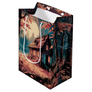 Moonlit Cabin Japanese Forest Art (2) Medium Gift Bag