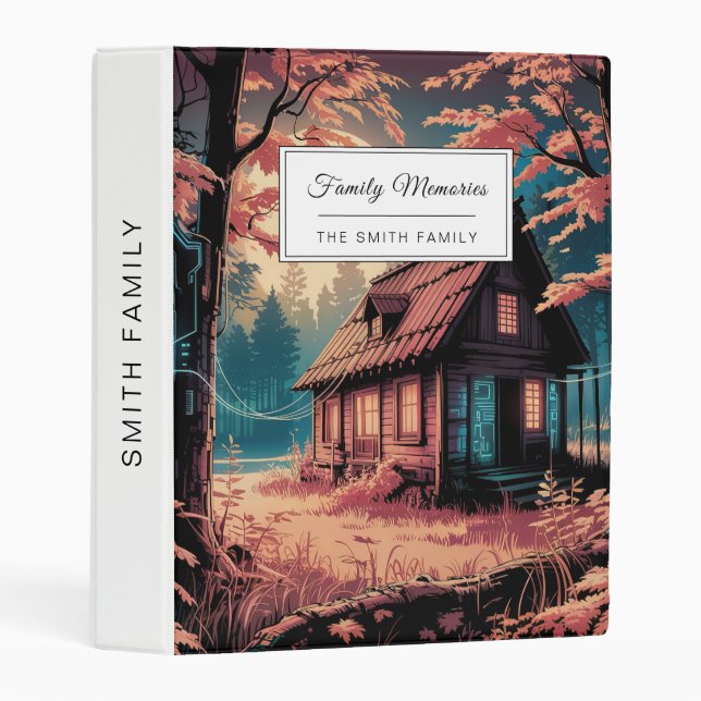 Moonlit Cabin Japanese Forest Art (2) Mini Binder (Front/Spine)