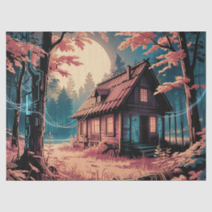 Moonlit Cabin Japanese Forest Art (2) Tissue Paper