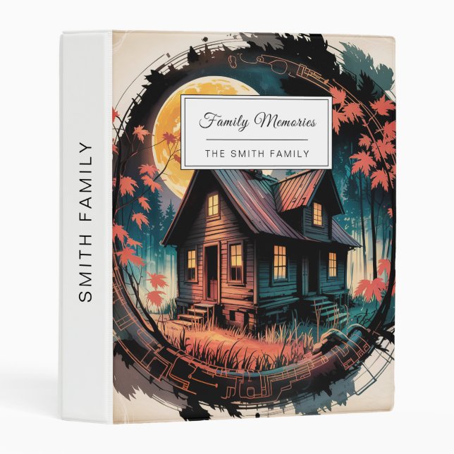 Moonlit Cabin Japanese Forest Art (3) Mini Binder (Front/Spine)