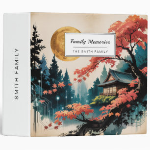 Moonlit Cabin Japanese Forest Art (4) 3 Ring Binder