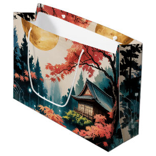 Moonlit Cabin Japanese Forest Art (4) Large Gift Bag