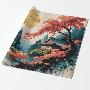 Moonlit Cabin Japanese Forest Art (4) Wrapping Paper