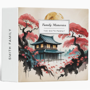 Moonlit Cabin Japanese Forest Art (5) 3 Ring Binder