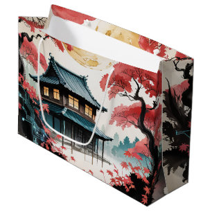 Moonlit Cabin Japanese Forest Art (5) Large Gift Bag