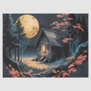 Moonlit Cabin Japanese Forest Art (6) Tissue Paper