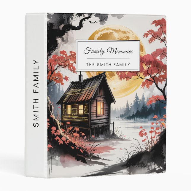 Moonlit Cabin Japanese Forest Art (7) Mini Binder (Front/Spine)
