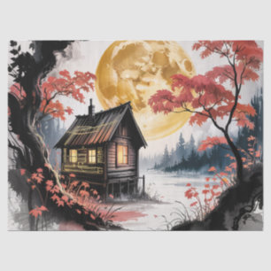 Moonlit Cabin Japanese Forest Art (7) Tissue Paper
