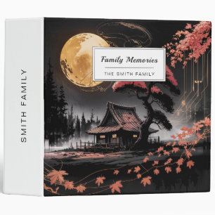 Moonlit Cabin Japanese Forest Art (8) 3 Ring Binder