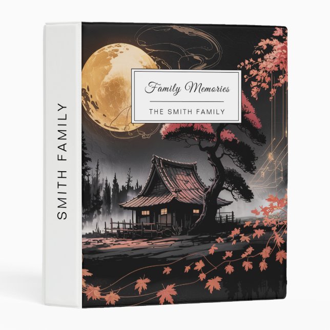 Moonlit Cabin Japanese Forest Art (8) Mini Binder (Front/Spine)