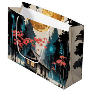 Moonlit Cabin Japanese Forest Art (9) Large Gift Bag