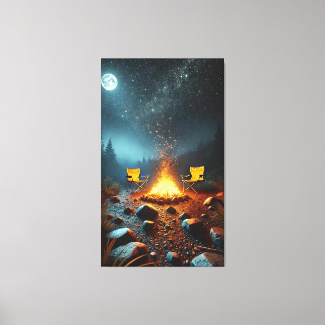 Moonlit Campfire Glow Canvas Print (Front)