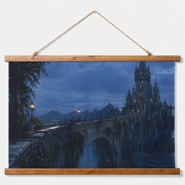 Moonlit Castle Bridge Tapestry (Front)