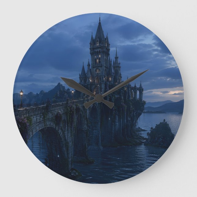 Moonlit Castle Bridge Wall Clock (Front)