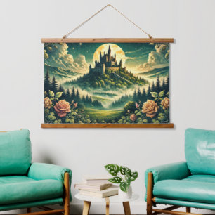 “Moonlit Castle Dreamscape” Enchanted Hanging Tapestry