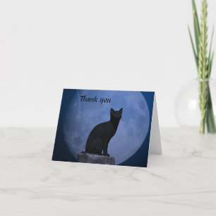 Moonlit Cat Letterpress Thank You Card
