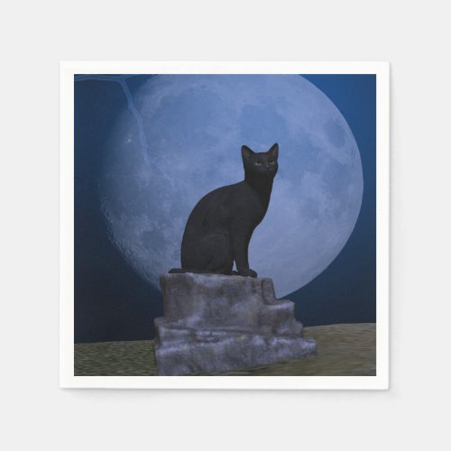 Moonlit Cat Paper Napkins