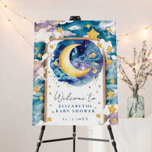 Moonlit Celestial Baby Shower Welcome Sign