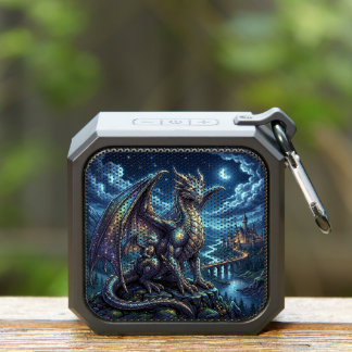 Moonlit Celestial Dragons and Castle Bluetooth Speaker